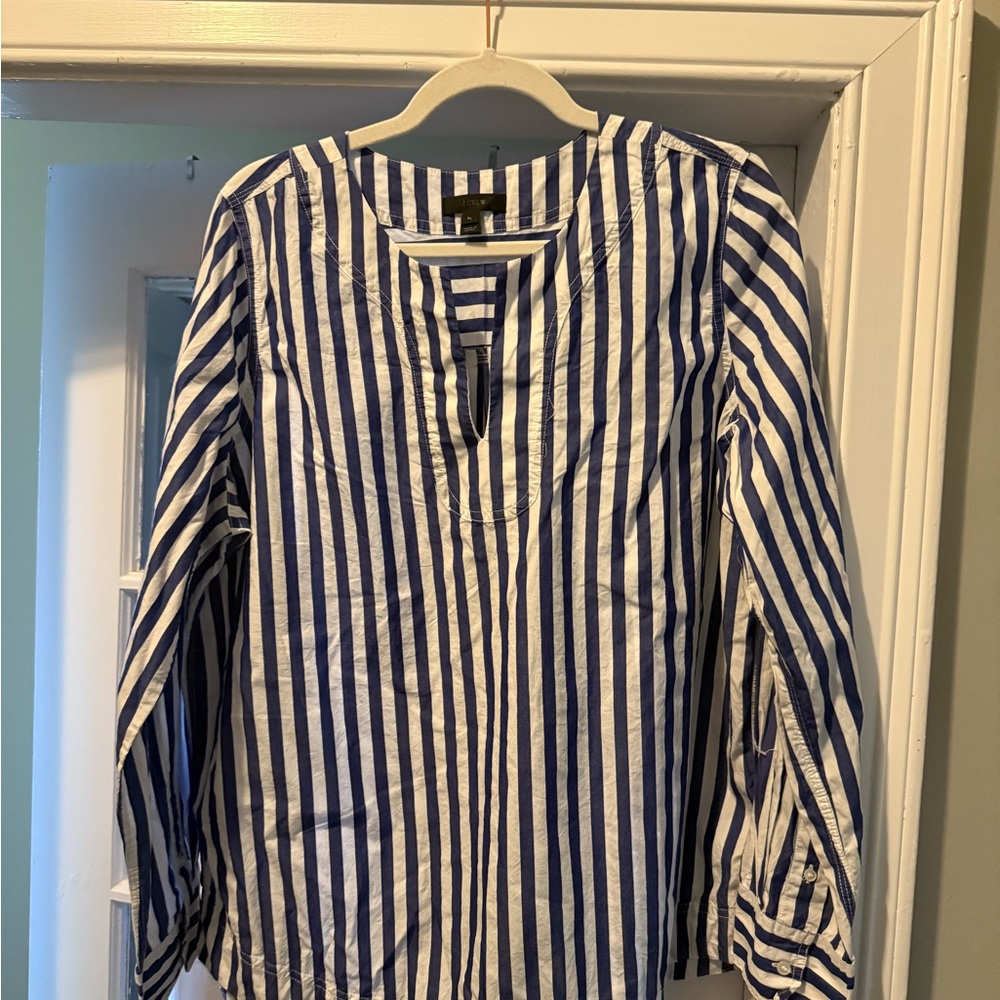 Striped Blue and White Shirt - Classic Vertical Stripe